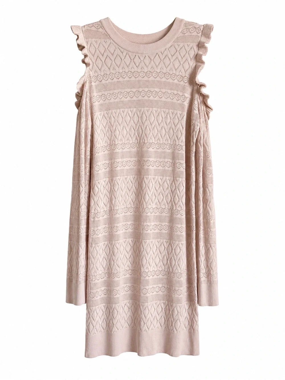 Cold-Shoulder Ruffle Knit Sweater - Blush
